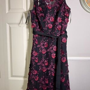 White House Black Market Dark Floral Midi Dress